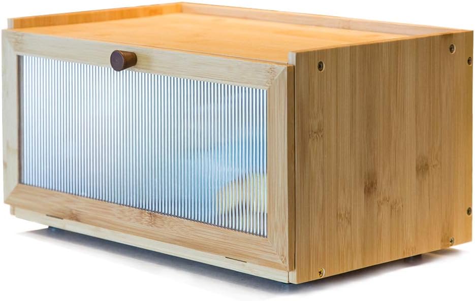 Farmhouse Bamboo Bread Box — Large-Capacity Counter Storage with Window